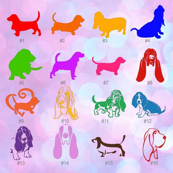 BASSET HOUND VINYL DECAL - 5-6" - Picture 1 of 7